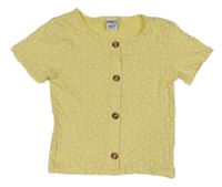 Žlté kvetované croop tričko s gombíkmi Page one young