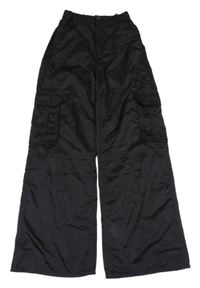 Čierne saténové široké nohavice s vreckami H&M