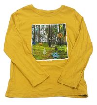 Horčicové tričko s lesem Primark