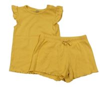 2set - Žlté rebrované tričko+ kraťasy F&F