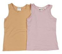 2x - Svetloružová + broskvová košieľka  zn. H&M