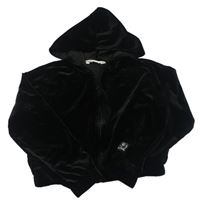 Čierna zamatová prepínaci crop mikina s kapucňou zn. H&M