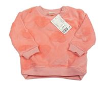Nové - Neónově ružová plyšová mikina so srdiečkami H&M