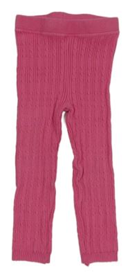 Růžové vzorované pletené legíny George 