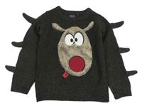 Černo-hnědý vzorovaný svetr se sobem Next