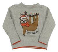 Sivá melírovaná vianočná mikina s lenochodem Lily & Dan