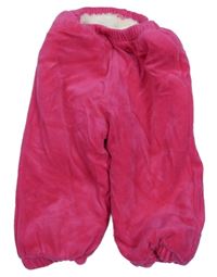 Růžové sametové zateplené kalhoty 