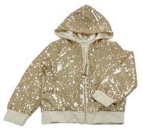 Zlatá flitrová lehká bunda s kapucí 