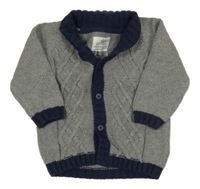 Sivo-tmavomodrý vzorovaný prepínaci sveter Next