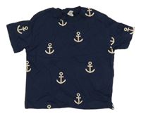 Tmavomodré tričko s kotvami H&M