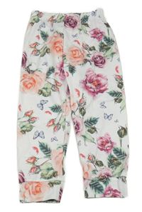Bílé květované kalhoty
