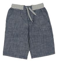 Tmavomodré plátěné kraťasy s úpletovým pasem Topolino 