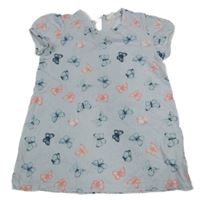 Světlemodro-biele pruhované tričko s motýly H&M