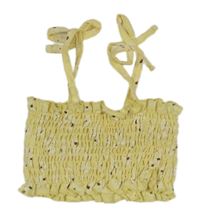 Žltý kvietkovany žabičkový crop top