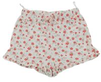 Bielo-červené kvietkovane kraťasy C&A