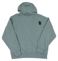 Modrošedá mikina s potlačou a kapucňou Zara