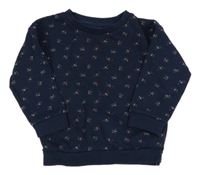 Tmavomodrá kvetovaná mikina Primark