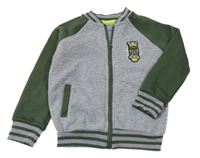 Sivo-olivová prepínaci mikina so skateom Kiki&Koko