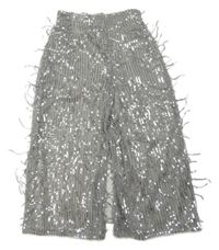 Strieborné sieťované culottes nohavice s flitrami Tu