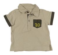 Béžové polo tričko s číslom