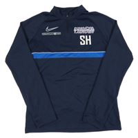 Tmavomodrá športová funkčná mikina s logom a pruhom Nike