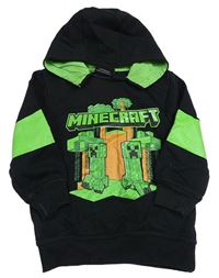 Černo-zelená mikina s Minecraft a kapucí 