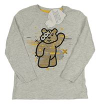 Nové - světlešedé melírované triko s medvídkem Pudsey George