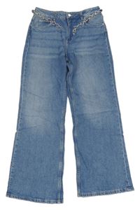 Modré baggy waist rifle se srdíčkovým řetízkem H&M