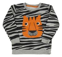 Sivo-čierna vzorovaná melírovaná mikina s tigrom St. Bernard