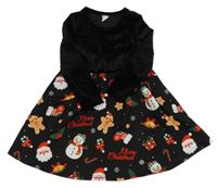 Čierne sametovo/vzorované vianočné šaty s obrázkami SHEIN