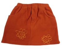 Hrdzavá fleecová sukňa s kvetmi Baby Bébé