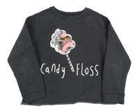 Tmavosivá mikina s lízátkem s překlápěcími flitre a nápisom Next