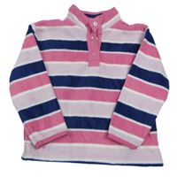 Lila-tmavomodro-ružová pruhovaná fleecová mikina Nutmeg