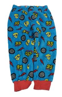 Modro-červené plyšové pyžamové nohavice s pneumatikami a číslem - Cars Disney