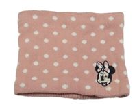 Světlerůžový bílý puntíkatý pletený nákrčník s Minnie C&A