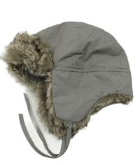 Šedo-tmavošedá vzorovaná šusťáková beranice s kožešinou H&M