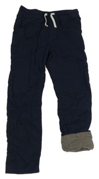 Tmavomodré PULL ON plátenné podšité nohavice H&M