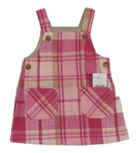 Nové - malinovo-béžovo-smetanovo-růžové kostkované teplé šaty Nutmeg