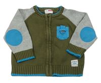 Kaki-sivý prepínaci sveter s nášivkou a motorkou name it.