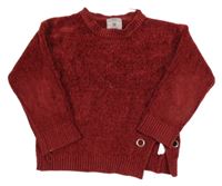 Vínový melírovaný žinylkový sveter