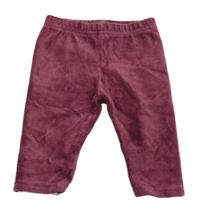 Vínové žebrované sametové legíny 