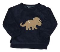 Tmavomodrá plyšová mikina s dinosaurom Pekkle