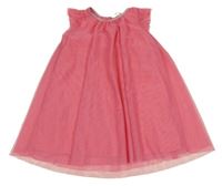 Ružové tylové šaty s volánikmi H&M