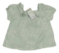 Nové - mentolová halenka s kytičkami a volánkem PRIMARK