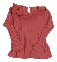 Jahodové rebrované tričko s volánikom George