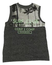 Antracitové tielko s palmami a nápismi YIGGA