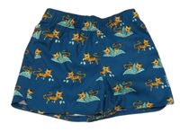 Petrolejové plážové kraťasy s tigrami a listami NABAIJI