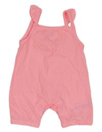 Neónově ružový melírovaný letný overal s volánikmi F&F