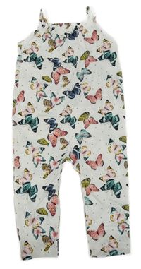 Biely bodkovaná ý nohavicový overal s motýlikmi H&M