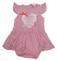 Svetloružové srdiečkované bavlnené šaty s nápisom Little Princess